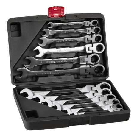 Altele - Set 12 chei cu clichet articulate 8-19mm 12bucati piese cap flexibil Cr-V (KD11304)