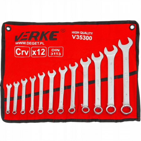 Chei combinate/inelare/cu clichet - Set 12 chei fixe combinate 6-22mm 12bucati piese Chrome-Vanadium Cr-V (V35300)