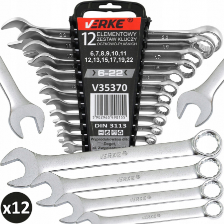 Chei combinate/inelare/cu clichet - Set 12 chei fixe combinate 6-22mm 12bucati piese Cr-V (V35370)
