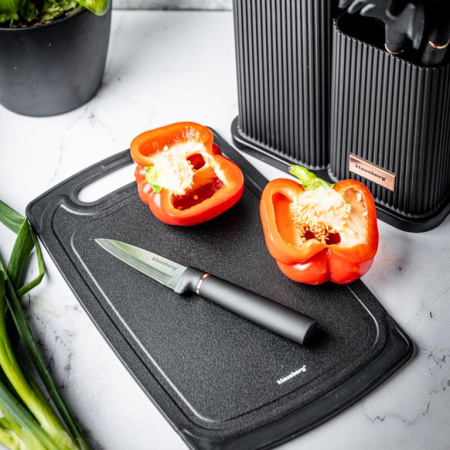 Set 12 piese, 5 cutite otel, 5 ustensile silicon, tocator si suport depozitare (KB-7835) [18]