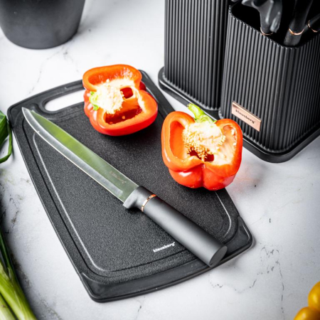 Set 12 piese, 5 cutite otel, 5 ustensile silicon, tocator si suport depozitare (KB-7835) [16]