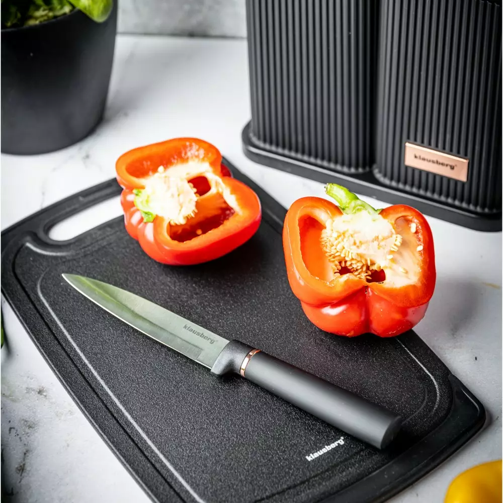 Set 12 piese, 5 cutite otel, 5 ustensile silicon, tocator si suport depozitare (KB-7835) [6]