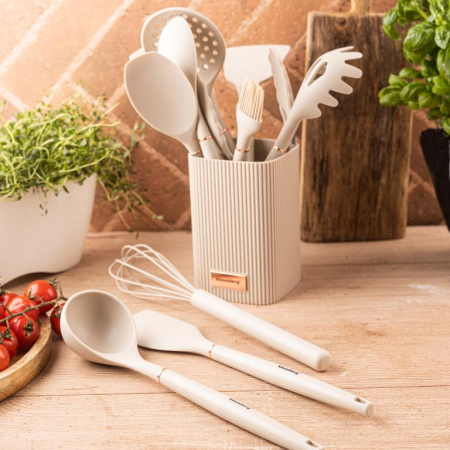 Set 12 piese ustensile de bucatarie cu suport bej  (KB-9012) [4]