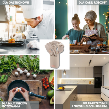 Set 12 piese ustensile de bucatarie cu suport bej  (KB-9012) [6]