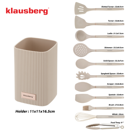 Set 12 piese ustensile de bucatarie cu suport bej  (KB-9012) [1]