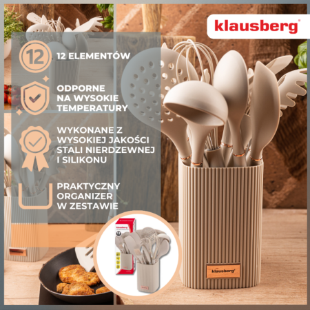 Set 12 piese ustensile de bucatarie cu suport bej  (KB-9012) [7]