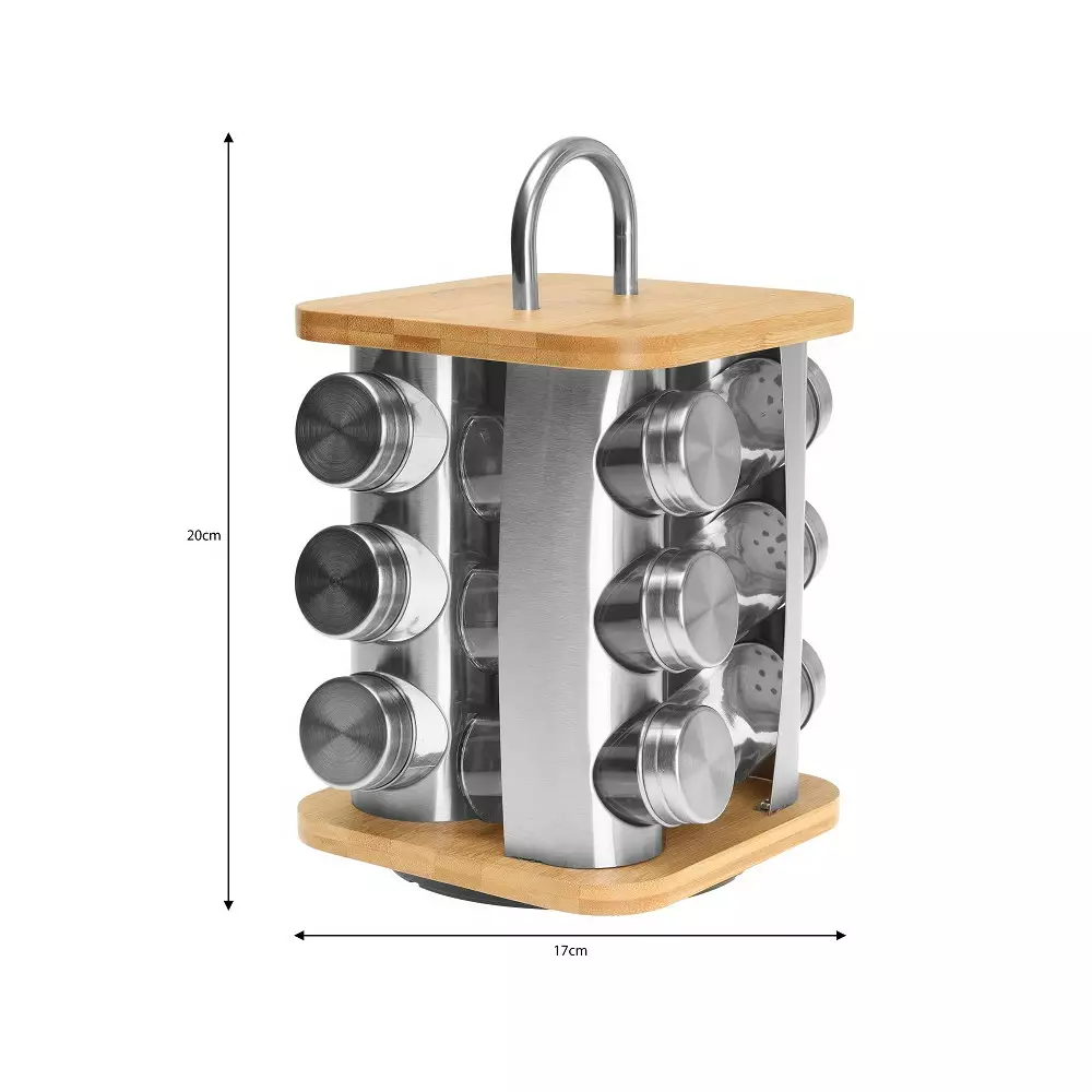 Set 13 piese pentru condimente din otel sticla si bambus (KB-7554) [1]