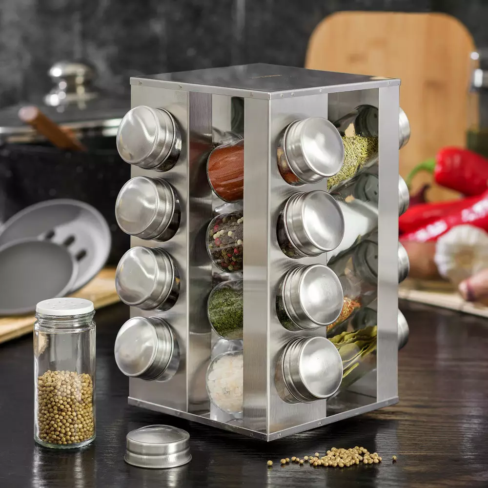 Set 17 piese pentru condimente din otel si sticla (KH-4007) [4]