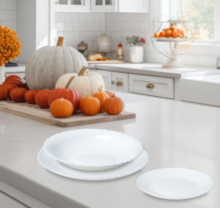 Set 18 farfurii portelan alb pentru 6 persoane, intinse, desert si adanci (KH-1875) [6]