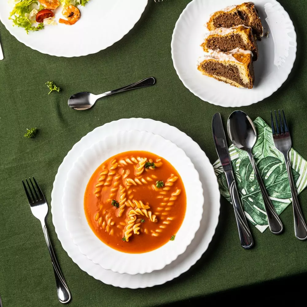 Set 18 farfurii portelan alb pentru 6 persoane, intinse, desert si adanci (KH-1875) [15]