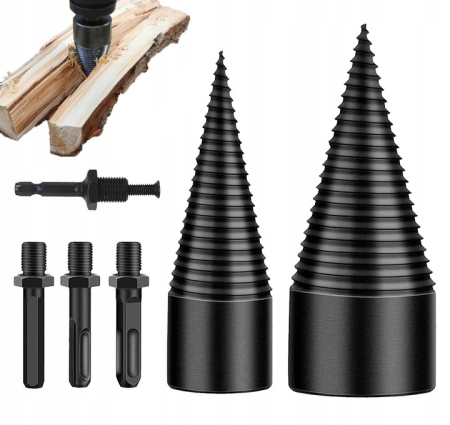 Set 2 burghie con despicator lemn pentru bormasina cu impact percutie + 3 adaptoare (V86475) [1]