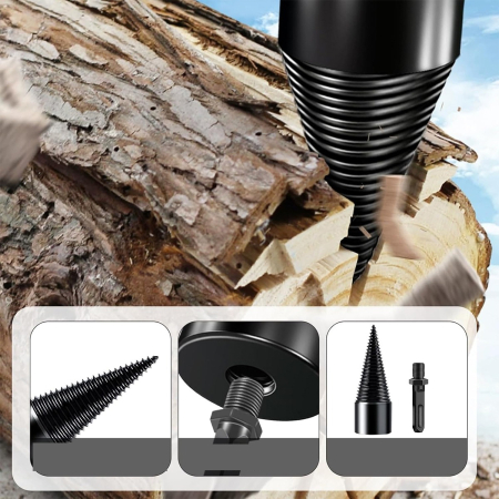 Set 2 burghie con despicator lemn pentru bormasina cu impact percutie + 3 adaptoare (V86475) [6]