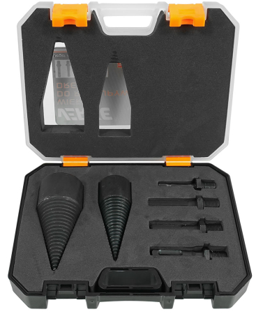 Set 2 burghie con despicator lemn pentru bormasina cu impact percutie + 3 adaptoare (V86475) [2]