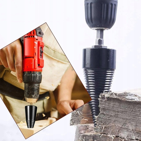 Set 2 burghie con despicator lemn pentru bormasina cu impact percutie + 3 adaptoare (V86475) [7]