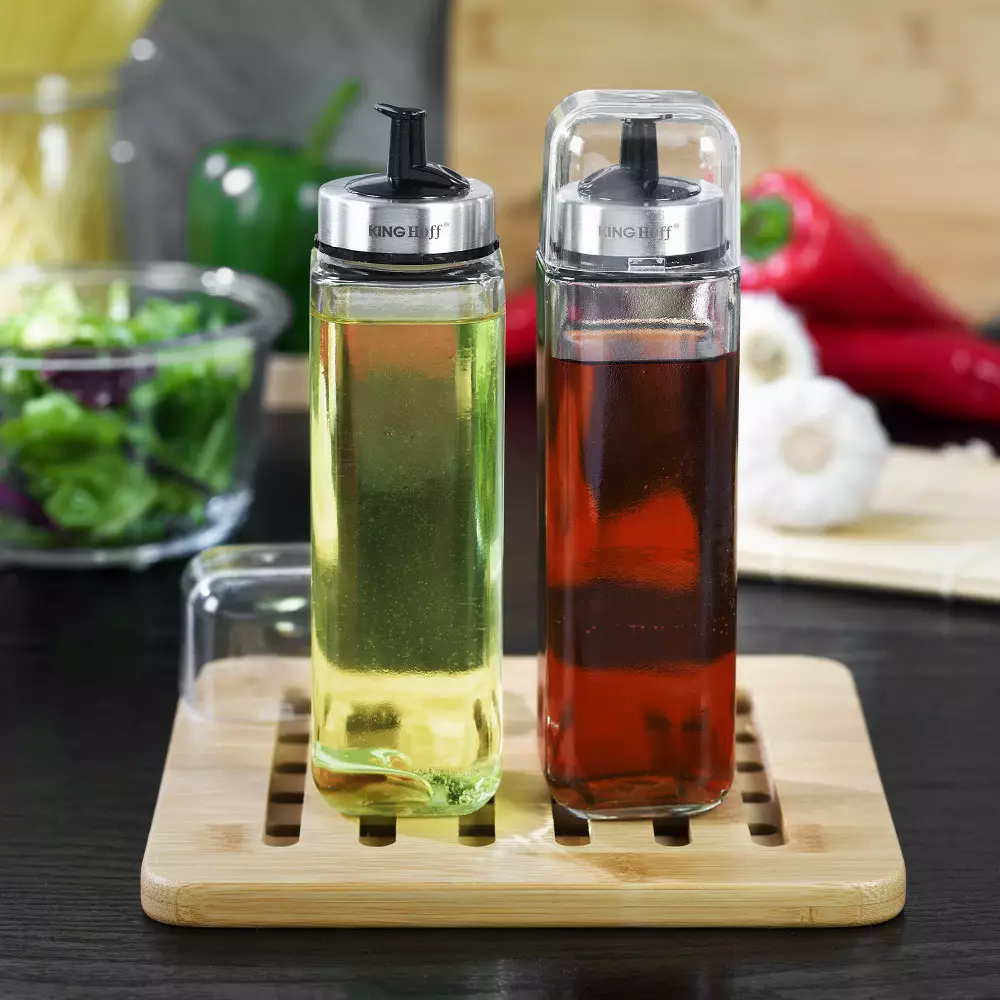 Set 2 recipiente pentru ulei si otet din otel si sticla (KH-1645) [2]