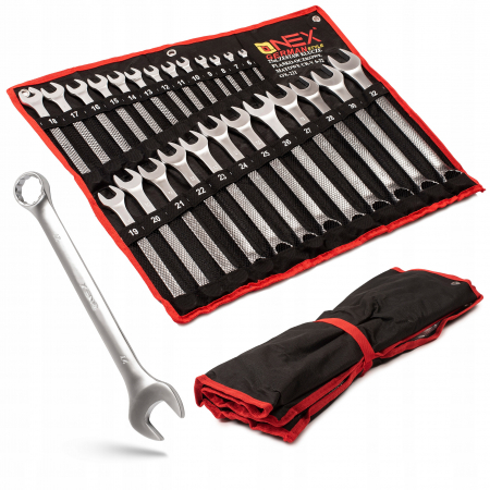 Chei combinate/inelare/cu clichet - Set 25 chei fixe combinate 6-32mm 25bucati piese Chrome-Vanadium Cr-V OX-221 (OX-3221)