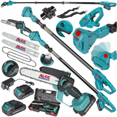 Fierastraie cu lant - Set 2in1 drujba cu acumulator 21V de 8 inchi 20 cm cu prelungitor telescopic 250 cm (ALCD2B-21V+ALHP250)