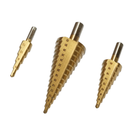 Set 3 burghie conice in 5 trepte 4-12mm, 9 trepte 4-20mm, 15 trepte 4-35mm din otel 4241 HSS pentru metal, aluminiu, lemn (DISPN69) [1]
