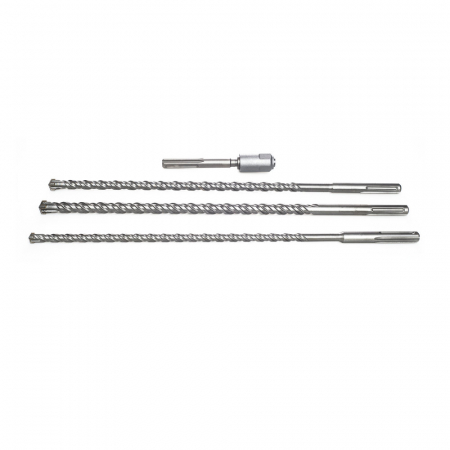 Set 3 burghie lungi 16 20 22mm x 500mm SDS Max + adaptor SDS+ pentru beton (TA4041) [5]