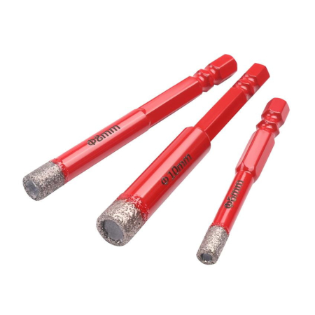 Set 3 carote diamantate pentru gresie faianta beton 6, 8, 10 mm cap hexagonal bormasina (KD12645) [6]