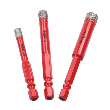 Set 3 carote diamantate pentru gresie faianta beton 6, 8, 10 mm cap hexagonal bormasina (KD12645) [5]