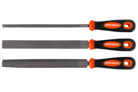 Altele - Set 3 pile pentru lemn raspile cu maner ergonomic slefuire razuire 200mm (KD10892)