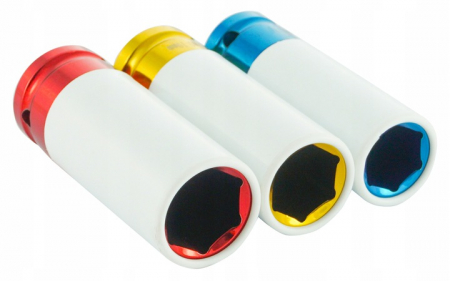 Chei - Set 3 tubulare lungi impact jante aliaj cu protectie cauciuc 17 19 21mm (V86100)