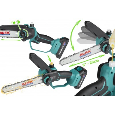 Set 3in1 drujba 8 inchi 20 cm, foarfeca de gradina cu acumulator 21V si prelungitor telescopic 250 cm (ALCD2B-21V+) [14]