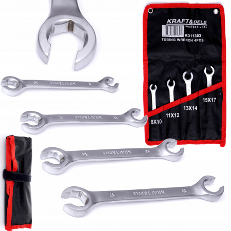 Chei combinate/inelare/cu clichet - Set 4 chei inelare semideschise conducte frana 8-17mm Cr-V (KD11303)