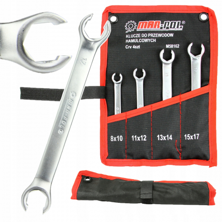 Chei combinate/inelare/cu clichet - Set 4 chei inelare semideschise conducte frana 8-17mm Cr-V (M58162)