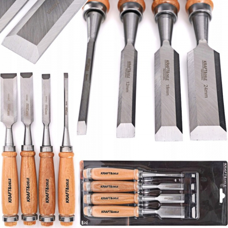 Burghie freze carote dalti dornuri - Set 4 dalti 230mm 6-24mm cu maner lemn (KD11770)