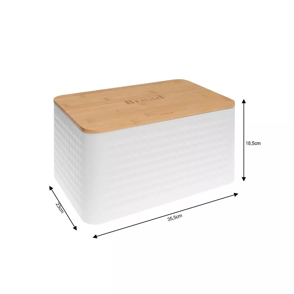 Set 4 recipiente paine, zahar, ceai si cafea din bambus si otel alb (KB-7483) [1]