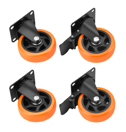 Scule pentru gradinarit - Set 4 roti pivotante 100 mm cu frana si capacitate de 500 kg (KD3623)