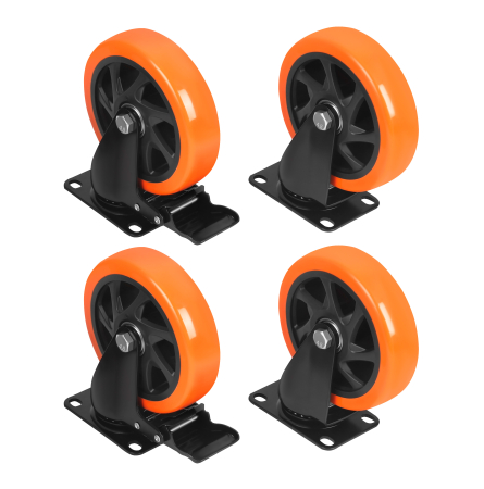 Set 4 roti pivotante 125 mm cu frana si capacitate de 500 kg (KD3621) [3]