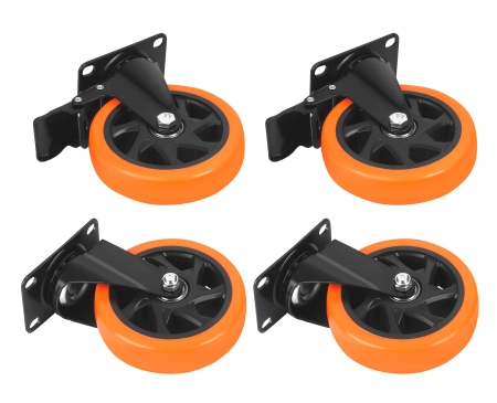 Scule pentru gradinarit - Set 4 roti pivotante 125 mm cu frana si capacitate de 500 kg (KD3621)
