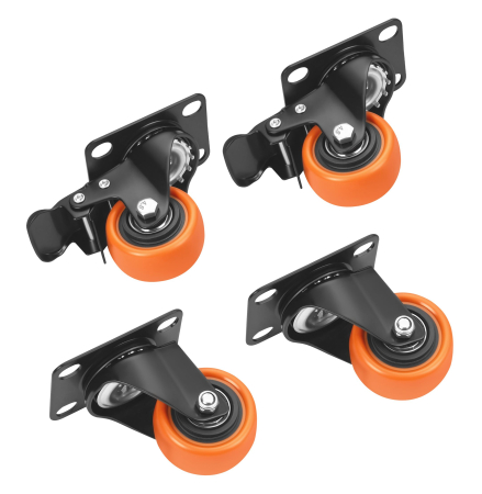 Scule pentru gradinarit - Set 4 roti pivotante 50 mm cu frana si capacitate de 250 kg (KD3622)