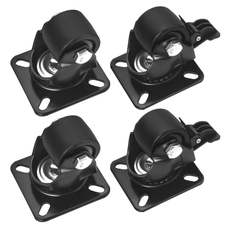 Scule pentru gradinarit - Set 4 roti pivotante 50 mm cu frana si capacitate totala 1200 kg (KD3626)