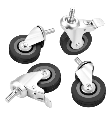 Scule pentru gradinarit - Set 4 roti pivotante 75 mm cu frana si capacitate de 200 kg (KD3625)