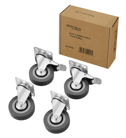 Set 4 roti pivotante 75 mm cu frana si capacitate de 220 kg (KD3620) [1]