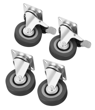 Scule pentru gradinarit - Set 4 roti pivotante 75 mm cu frana si capacitate de 220 kg (KD3620)