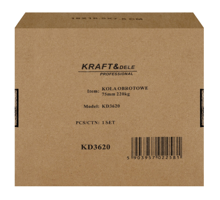 Set 4 roti pivotante 75 mm cu frana si capacitate de 220 kg (KD3620) [13]