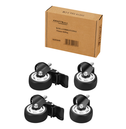 Set 4 roti pivotante 75 mm cu frana si capacitate totala 460 kg (KD3640) [1]