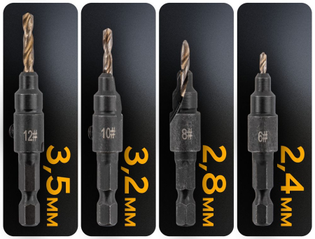 Set 5 burghie pentru lemn cu adancitor si tesitor 6-16mm PM1459 (PM-ZWZP-4TN) [15]