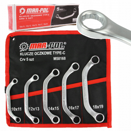 Set 5 chei inelare tip C 10-19mm 5bucati piese Chrome-Vanadium Cr-V (M58168) [1]