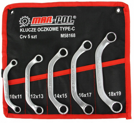 Chei combinate/inelare/cu clichet - Set 5 chei inelare tip C 10-19mm 5bucati piese Chrome-Vanadium Cr-V (M58168)