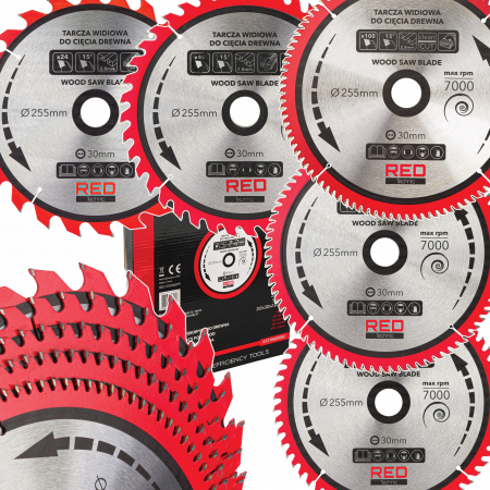 Produse noi (necategorizate) - Set 5 discuri panze fierastrau circular lemn 255mm 30mm  (RTZTWD0082)