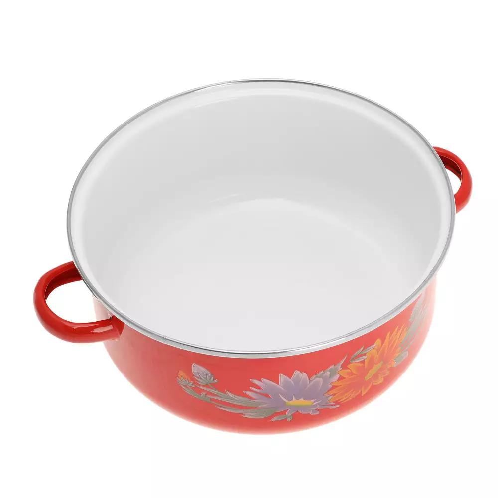 Set 5 oale emaliate cu capace, 5 oale si 5 capace, diverse culori cu model (KB-7170) [3]