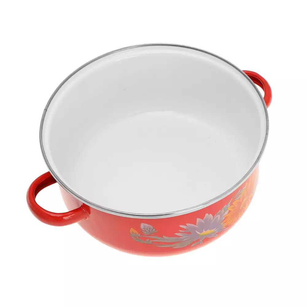 Set 5 oale emaliate cu capace, 5 oale si 5 capace, diverse culori cu model (KB-7170) [6]