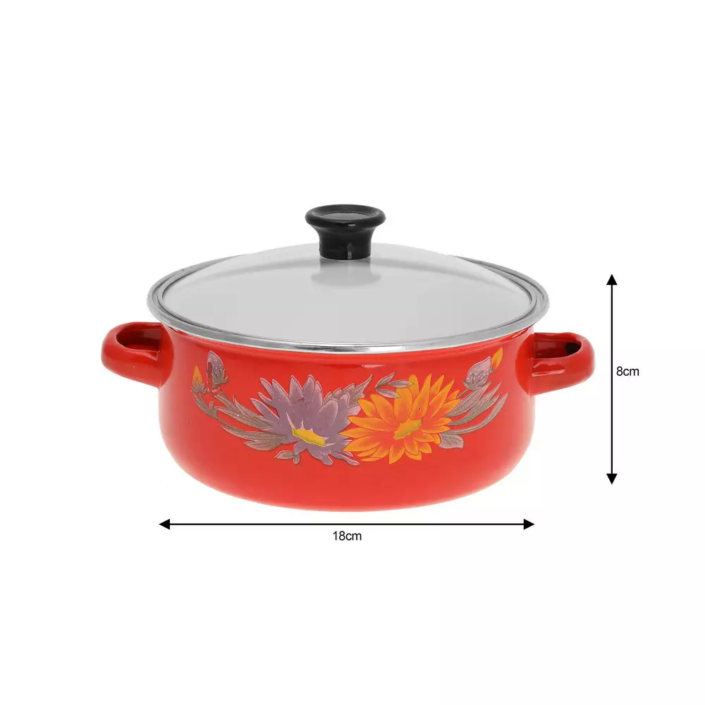 Set 5 oale emaliate cu capace, 5 oale si 5 capace, diverse culori cu model (KB-7170) [8]