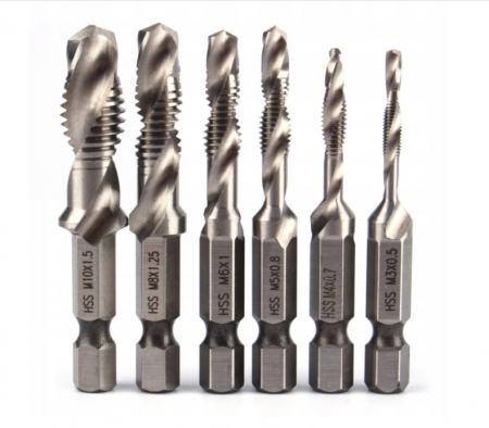 Burghie/freze/carote/dalti/dornuri/cutite strung/punctatoare - Set 6 burghie autofiletante cu filet filetare M3-M10 (S11533)
